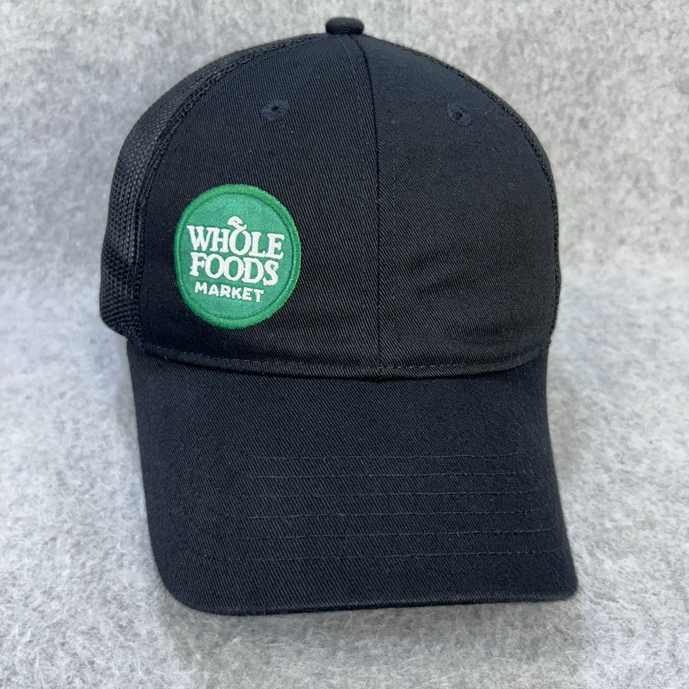 Whole Foods Market Trucker Hat Snapback Black Mesh Logo Cap